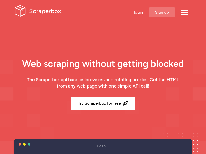 Screenshot of ScraperBox website