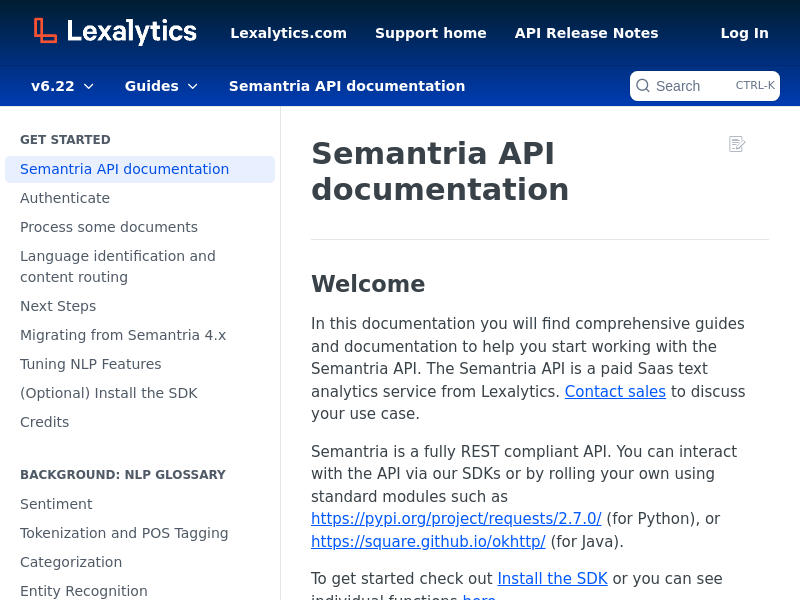 Screenshot of Semantria website