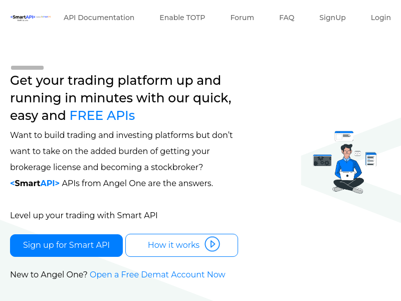 Screenshot of Angel Broking Smart API website