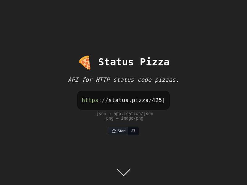 Screenshot of status.pizza API website