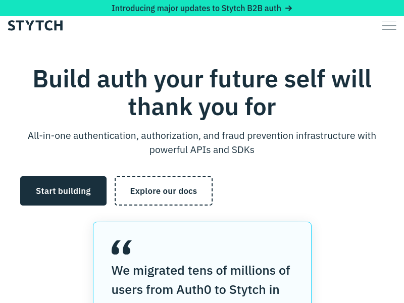 Screenshot of Stytch.com website