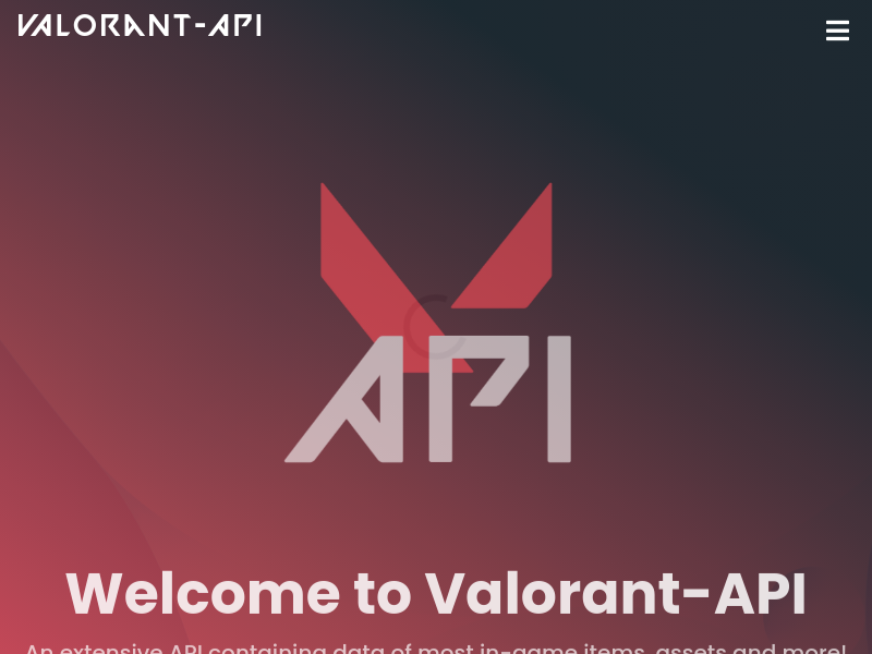 Screenshot of Valorant API website