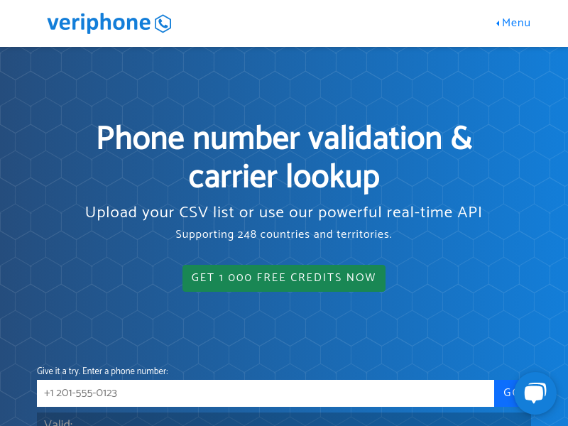 Screenshot of VeriPhone website