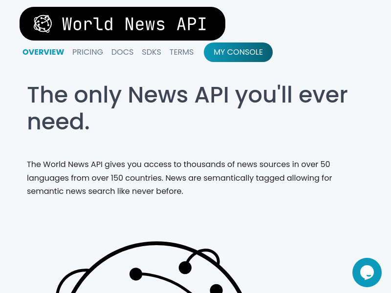 Screenshot of WorldNewsAPI website