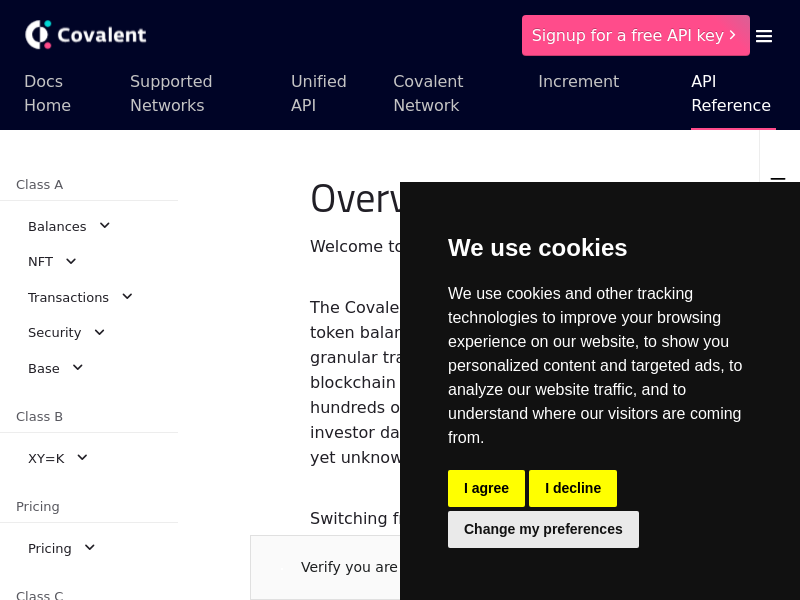 Screenshot of CovalentHQ API website