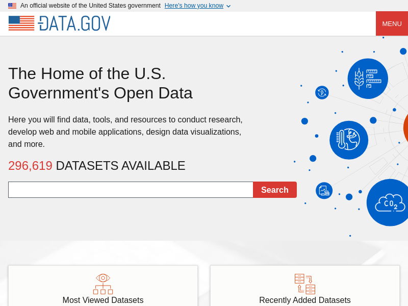 Screenshot of Data.gov website
