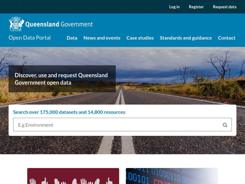 Screenshot of Queensland Government Open Data website