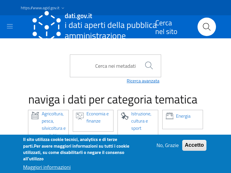 Screenshot of DATI.GOV.IT website