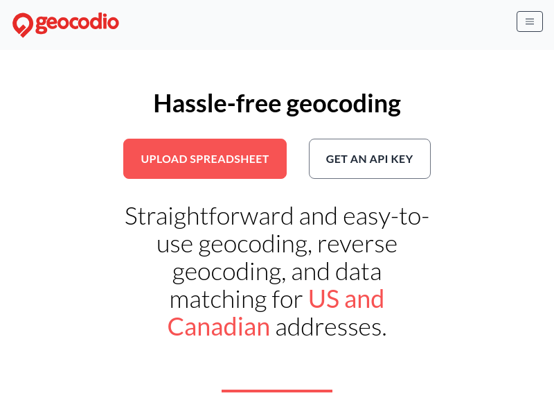 Screenshot of Geocod.io website
