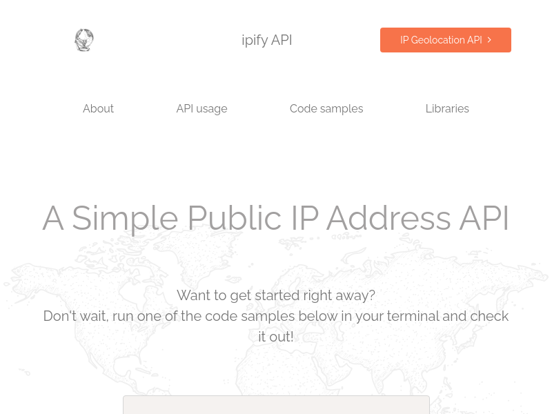 Screenshot of ipify website