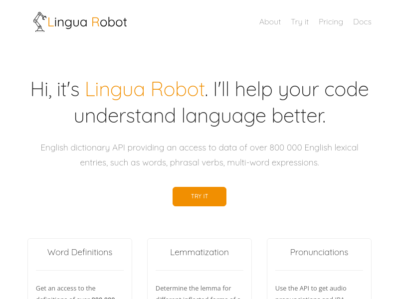 Screenshot of Linguarobot website