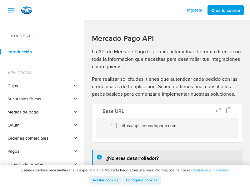 Screenshot of MercadoPago website