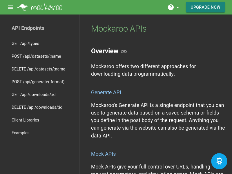 Screenshot of Mockaroo website