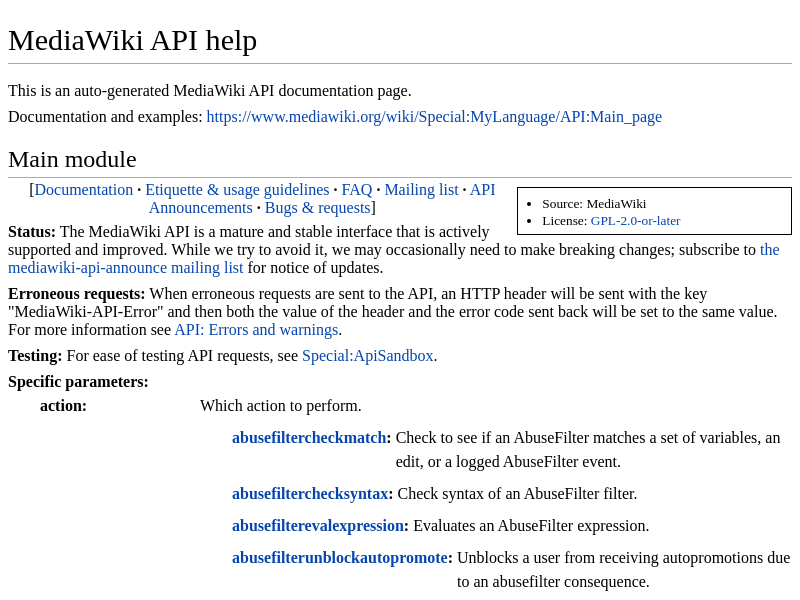 Screenshot of Wikidata API website
